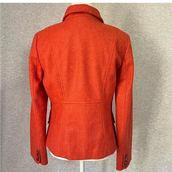 J Crew Blazer WSize 8 Orange 100 %wool Herringbone Bella Jacket Academia vintage - Picture 3 of 10